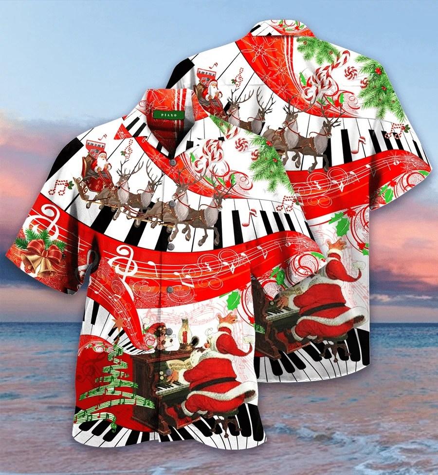 Beach Shirt High Quality Hawaiian Aloha Shirts Christmas Piano