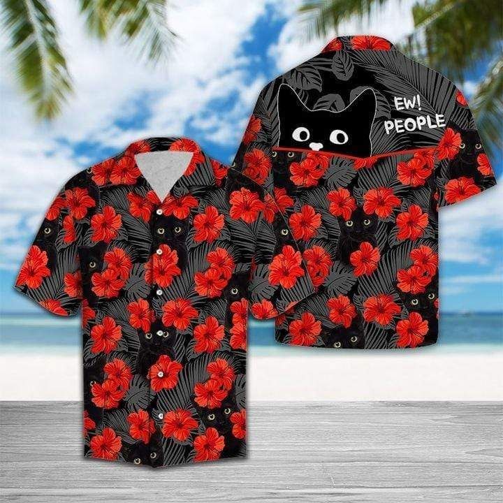 Beach Shirt Coer Your Body With Amazing Black Cat Ew People Hawaiian Aloha Shirts H