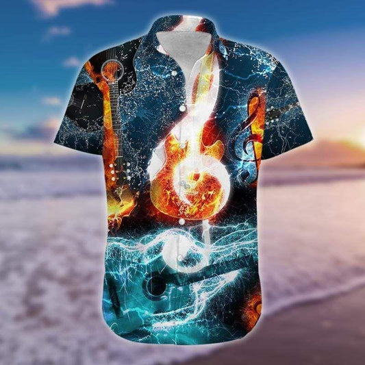 Beach Shirt Shop Hawaiian Aloha Shirts Amazing Music Note Guitar