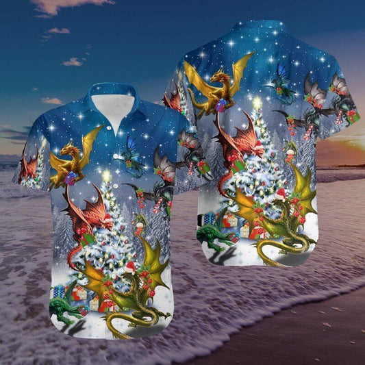 Beach Shirt Get Now Amazing Dragons Merry Christmas Hawaiian Aloha Shirts