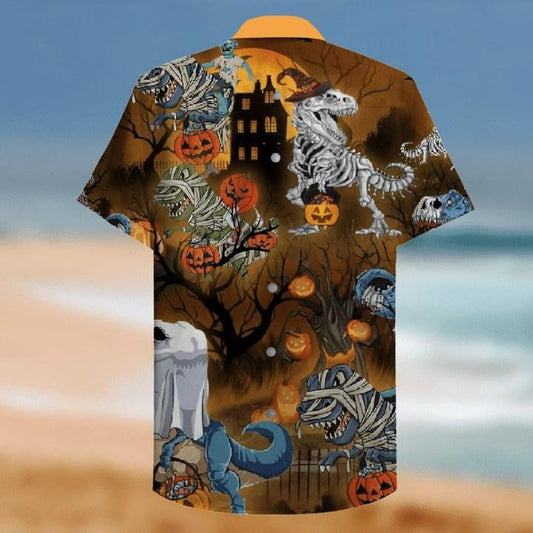 Beach Shirt Cover Your Body With Amazing Amazing Halloween Dinosaur Hawaiian Aloha Shirts 2909V