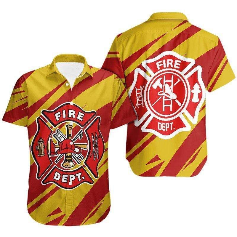 Beach Shirt Shop From 1000 Unique Hawaiian Aloha Shirts Firefighter Red And Yellow 2610H