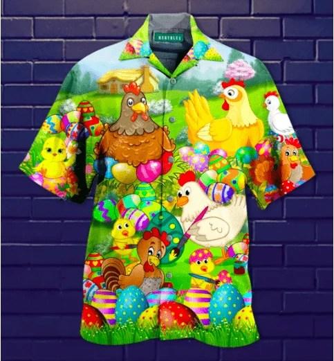 Beach Shirt Check Out This Awesome Happy Easter So Cute Chicken On Farm Unisex Hawaiian Aloha Shirts