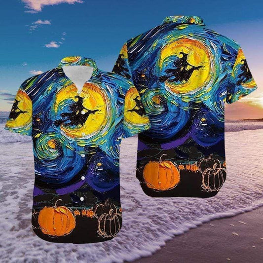 Beach Shirt Cover Your Body With Amazing Witches Halloween Art Hawaiian Aloha Shirts