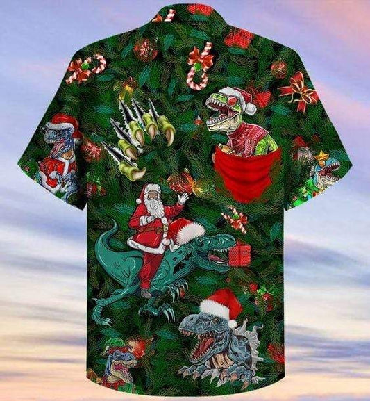 Beach Shirt Order Hawaiian Aloha Shirts T-Rex Dinosaur Enjoy Christmas