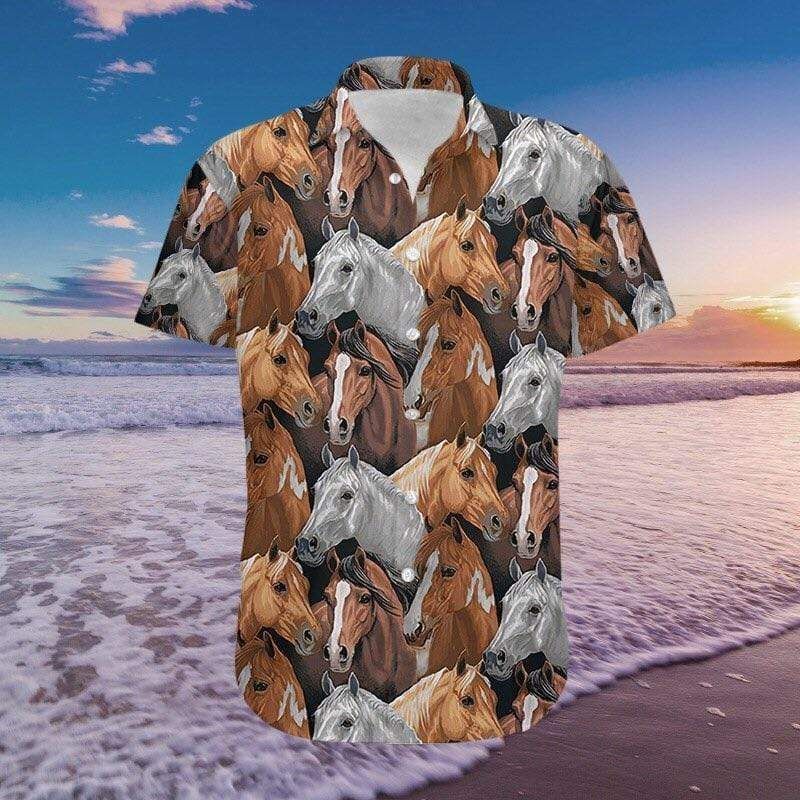 Beach Shirt High Quality Horse Hawaiian Aloha Shirts