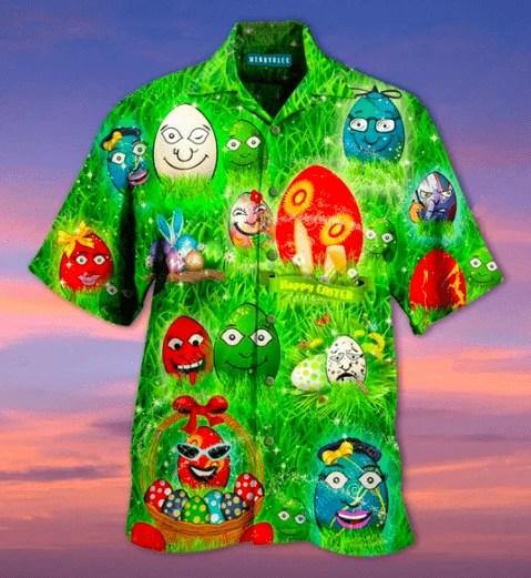 Beach Shirt Easter Egg So Cute Green Unisex Hawaiian Aloha Shirts