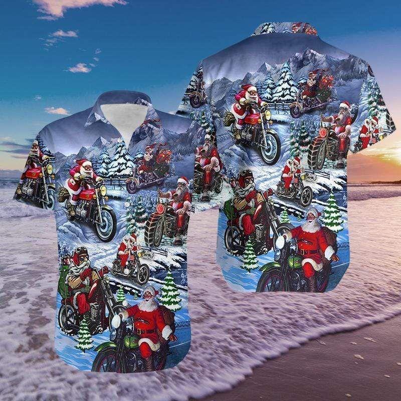 Beach Shirt High Quality Hawaiian Aloha Shirts Christmas Driving With Santa Claus 