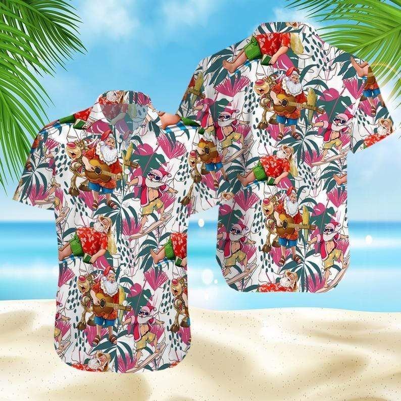 Beach Shirt Order Funny Santa Claus Cute Reindeer Christmas Hawaiian Aloha Shirts