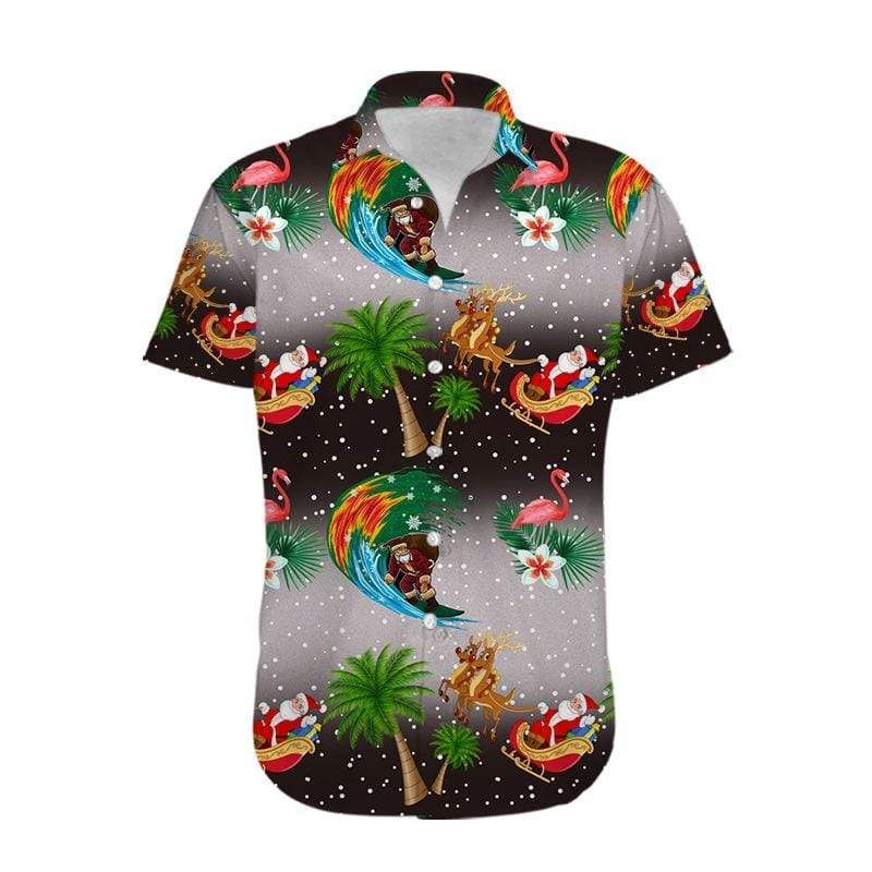 Beach Shirt Find Merry Christmas Santa Claus And Flamingo Hawaiian Aloha Shirts