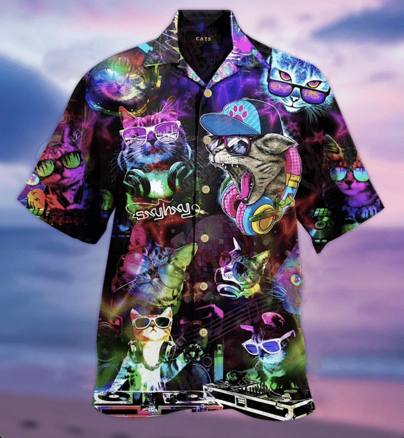 Beach Shirt Get Now Funny Dj Cats Music Club Dancing Colorful Unisex Hawaiian Aloha Shirts 