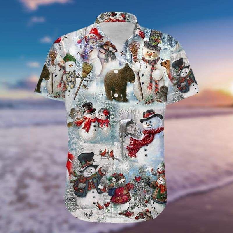 Beach Shirt Get Now Cute Snowman Merry Christmas Hawaiian Aloha Shirts