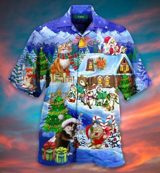 Beach Shirt Discover Cool Hawaiian Aloha Shirts Cats Enjoy Christmas