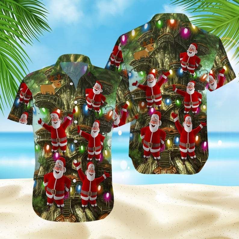 Beach Shirt Order Christmas Santa Claus Light Funny Hawaiian Aloha Shirts 