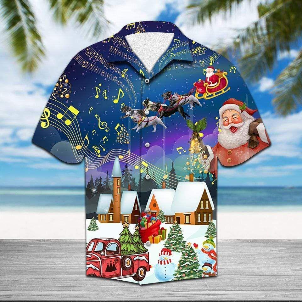 Beach Shirt Hawaiian Aloha Shirts Frenchie Sleigh Christmas