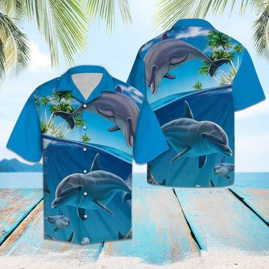 Beach Shirt Ocean Dolphin Hawaiian Aloha Shirts