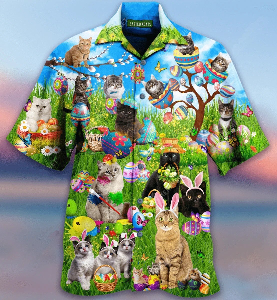 Beach Shirt Buy Funny Cat Happy Easter Hawaiian Aloha Shirts