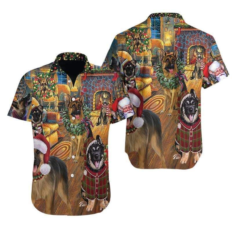 Beach Shirt Discover Cool Lovely German Shepherd Christmas Eve Hawaiian Aloha Shirts