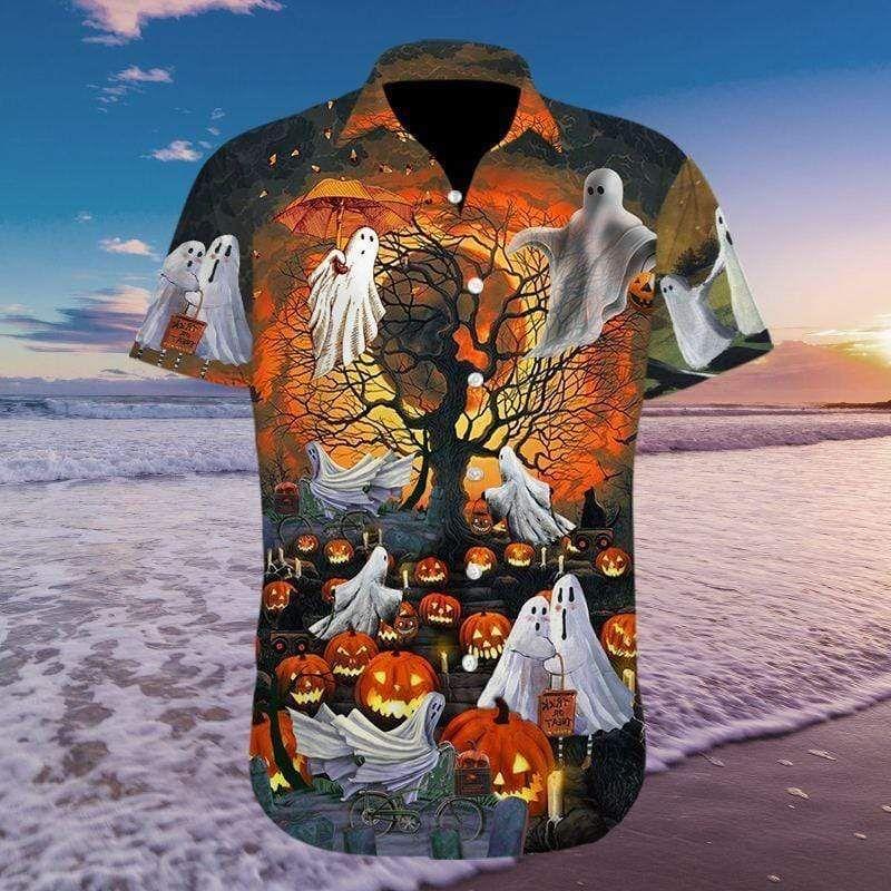 Beach Shirt Halloween God Pumpkin Hawaiian Aloha Shirts 