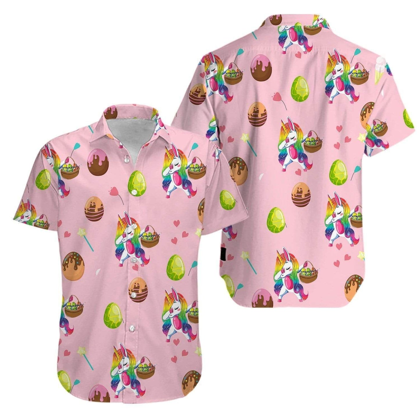 Beach Shirt Unicorn Rainbow Dab Love Eggs Happy Easter Day Hawaiian Aloha Shirts V