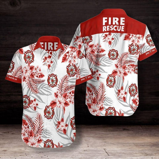 Beach Shirt Get Now Simple Firefighter Fire Rescue Red Unisex Hawaiian Aloha Shirts