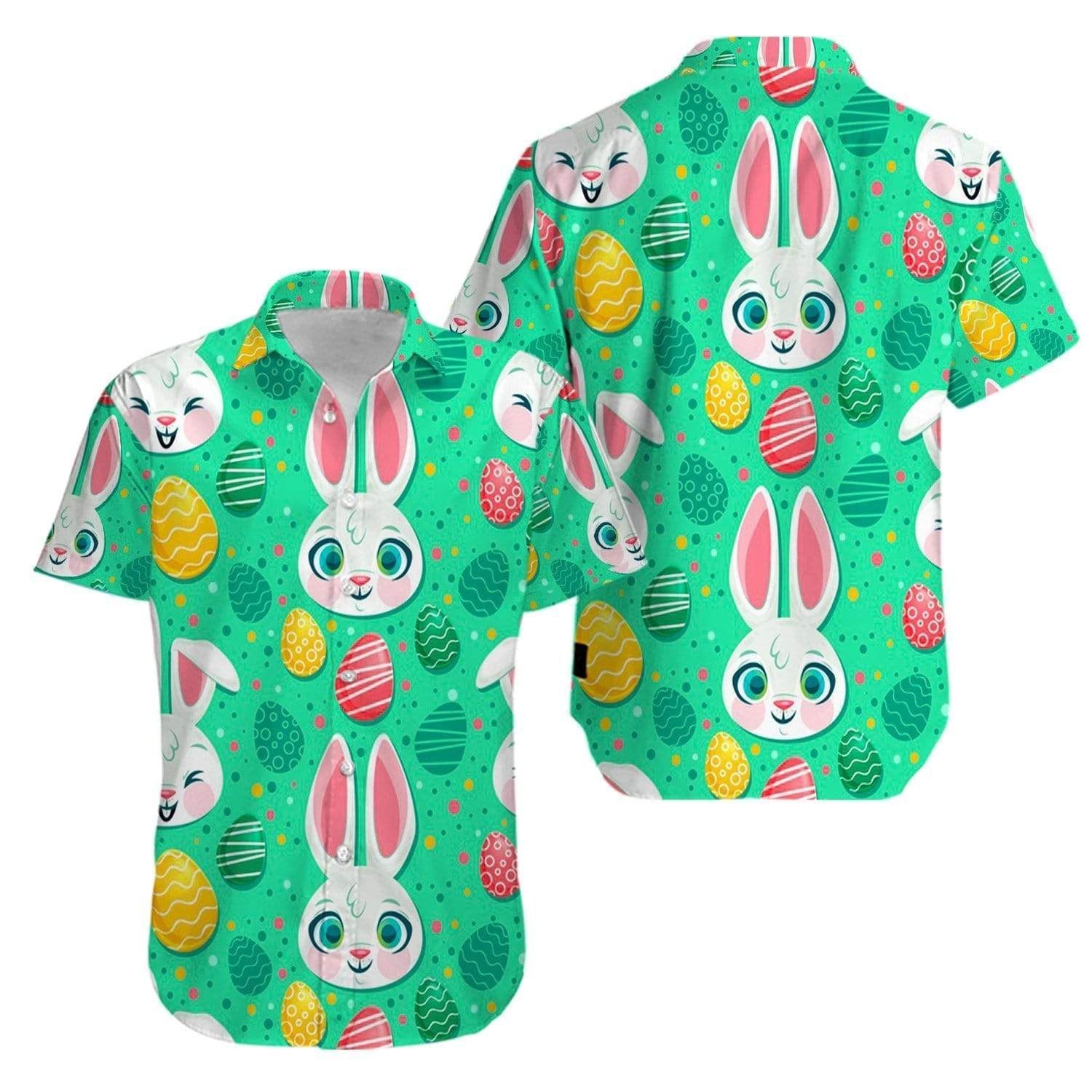 Beach Shirt Discover Cool Bunny Green Egg Happy Easter Day Hawaiian Aloha Shirts 