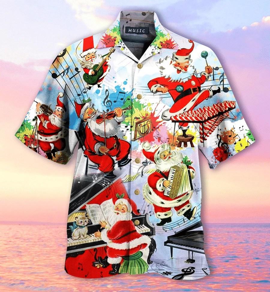 Beach Shirt Discover Cool Hawaiian Aloha Shirts Santa Claus Music Party On Christmas