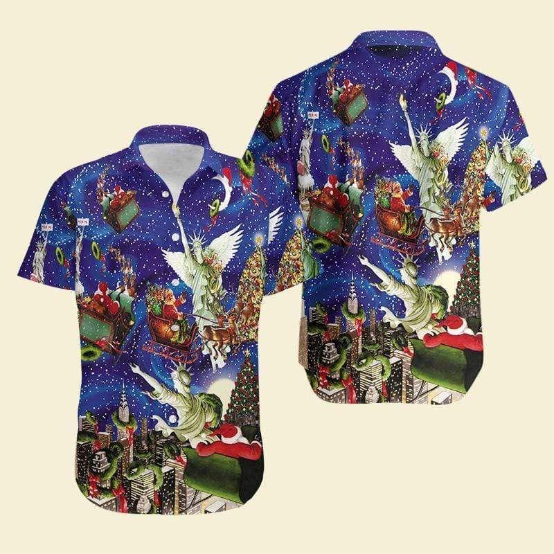 Beach Shirt Order Hawaiian Aloha Shirts Santa Liberty And Christmas 1112Dh