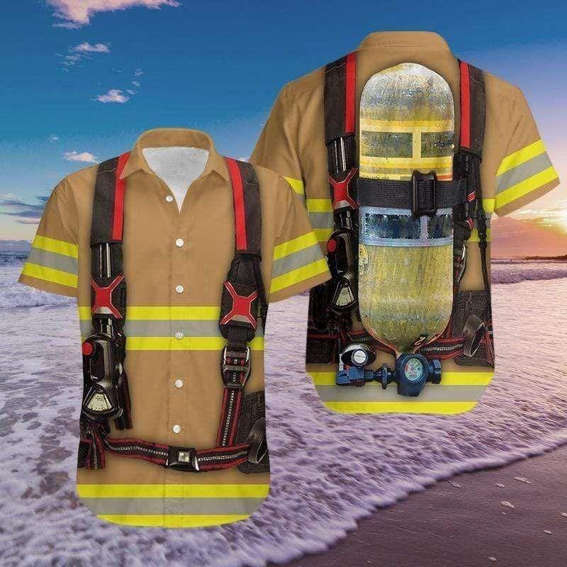 Beach Shirt Shop Proud Firefighter Outfit Hawaiian Aloha Shirts Dh