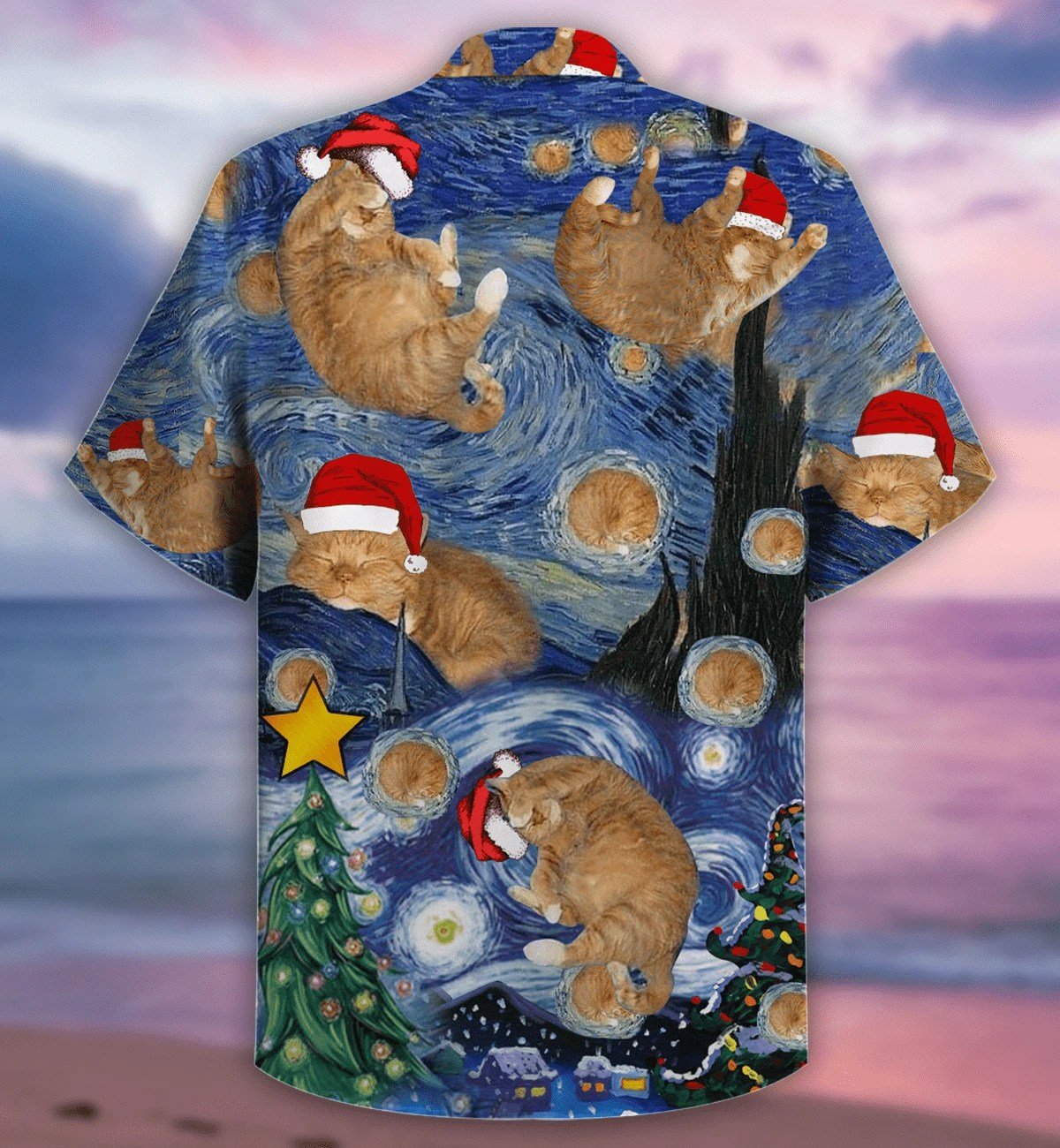 Beach Shirt Find Hawaiian Aloha Shirts Starry Cat Christmas