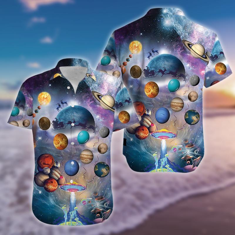 Beach Shirt Hawaiian Aloha Shirts Solar System On Christmas 