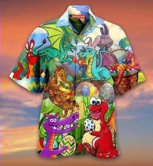 Beach Shirt Get Now Hawaiian Aloha Shirts Dragon Easter Eggs