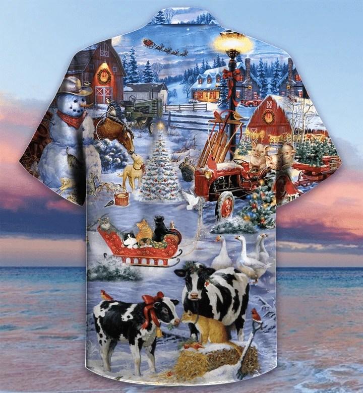 Beach Shirt Shop Beatuful Farm On Christmas Days Unisex Hawaiian Aloha Shirts