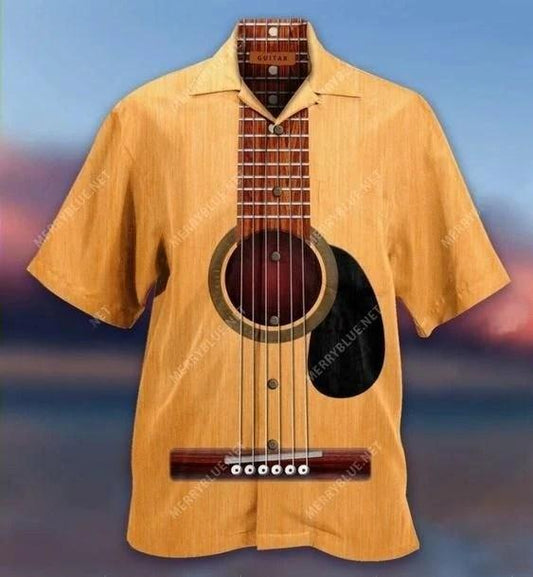 Beach Shirt Hawaiian Aloha Shirts Guitar Music Is What Feeling Sounds Like