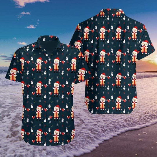 Beach Shirt Shop Merry Christmas So Cute Santa Pattern Hawaiian Aloha Shirts