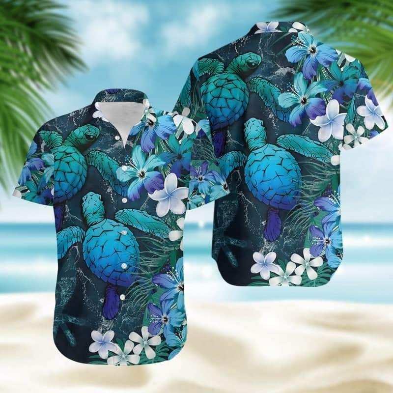 Beach Shirt Order Blue Ocean Turtle Hawaiian Aloha Shirts