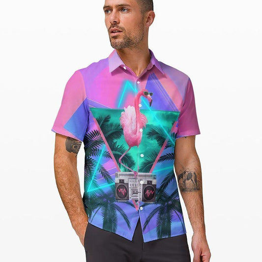 Beach Shirt Get Here Hawaiian Aloha Shirts Flamingo Pink Tropical