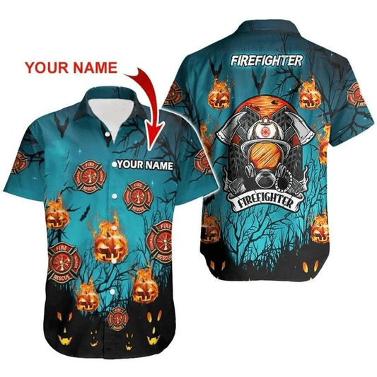 Beach Shirt Shop Personalized Custom Hawaiian Aloha Shirts Firefighter Halloween With Name