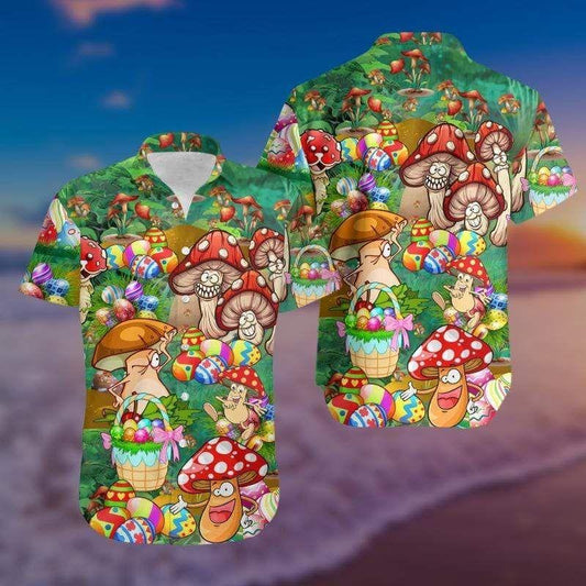 Beach Shirt Shop From 1000 Unique Happy Easter Hippie Mushroom Red Green Unisex Hawaiian Aloha Shirts