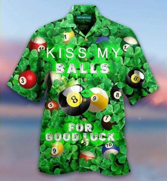 Beach Shirt Hawaiian Aloha Shirts Billard Kiss My Balls For Good Luck