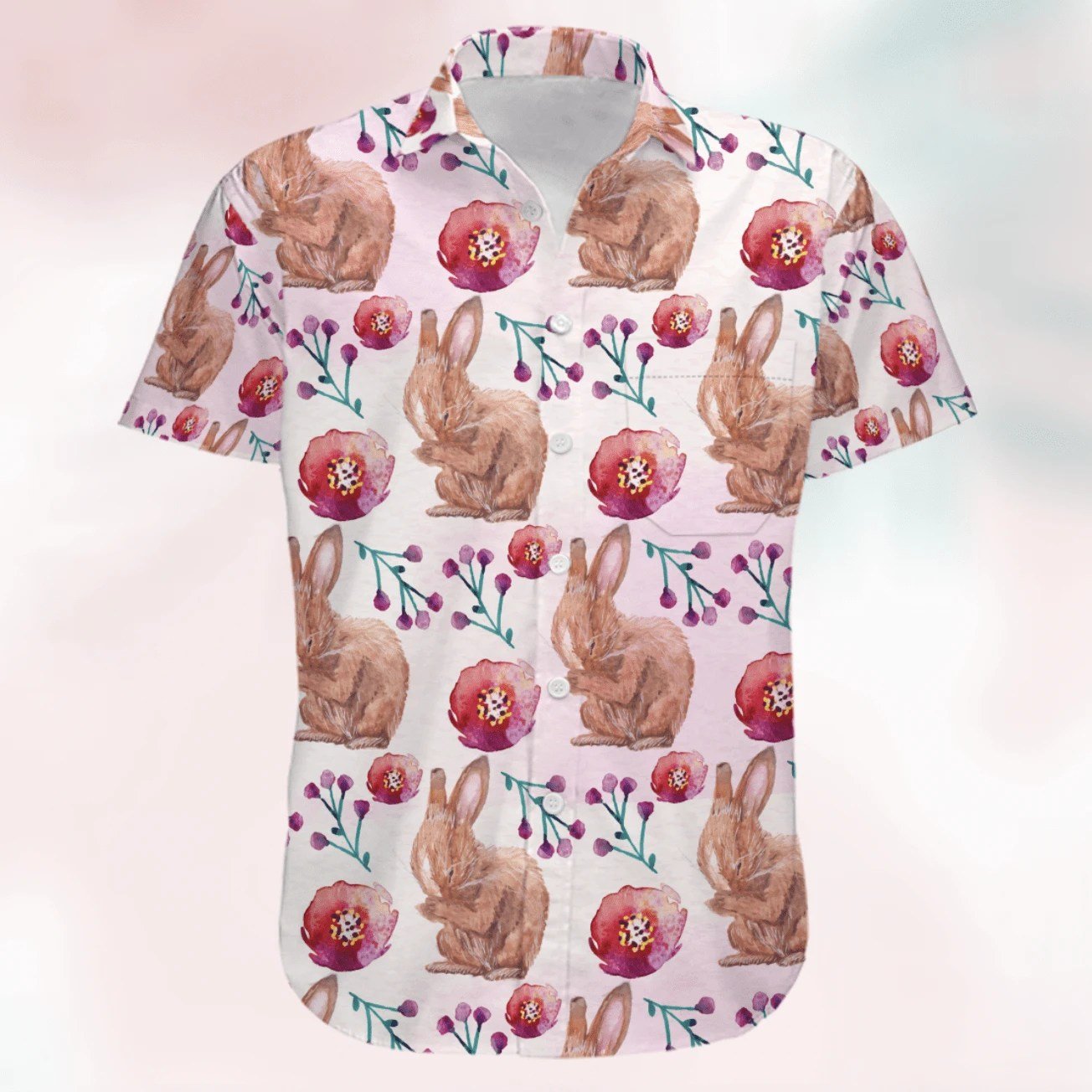 Beach Shirt Cover Your Body With Amazing Happy Easter 2021 Cute Chocolate Bunny Flowers Hawaiian Aloha Shirts 