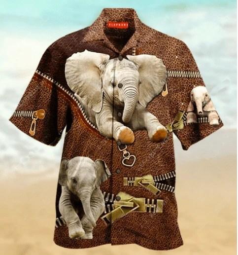 Beach Shirt Get Now Awesome Elephant Leather Pattern Unisex Hawaiian Aloha Shirts