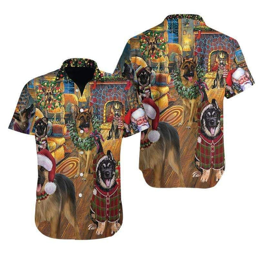 Beach Shirt Loely German Shepherd Christmas Ee Hawaiian Aloha Shirts 