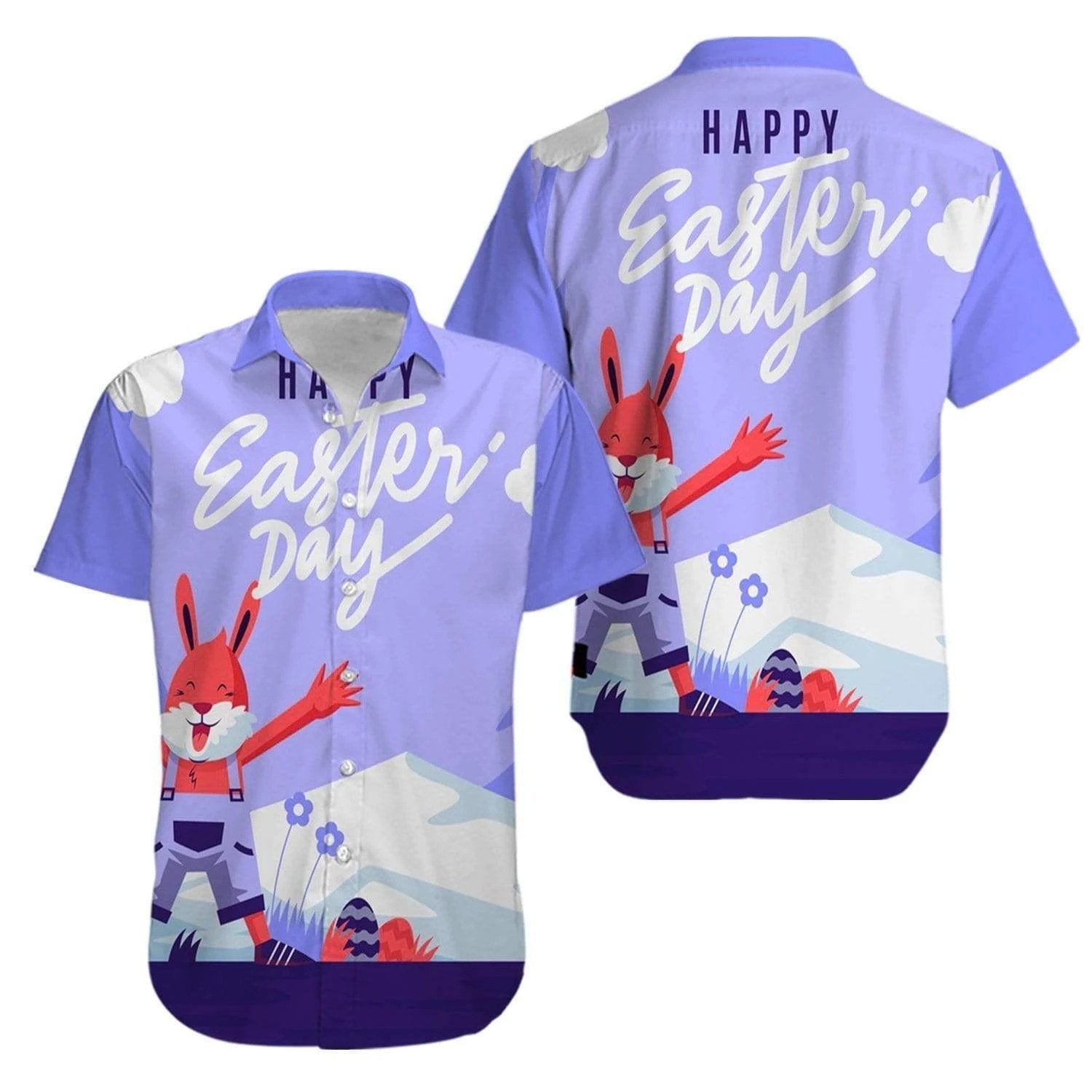 Beach Shirt High Quality Happy Easter Day Funny Bunny Hawaiian Aloha Shirts 