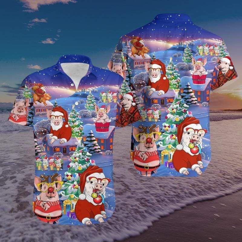 Beach Shirt Get Here Hawaiian Aloha Shirts Amazing Pigs Christmas