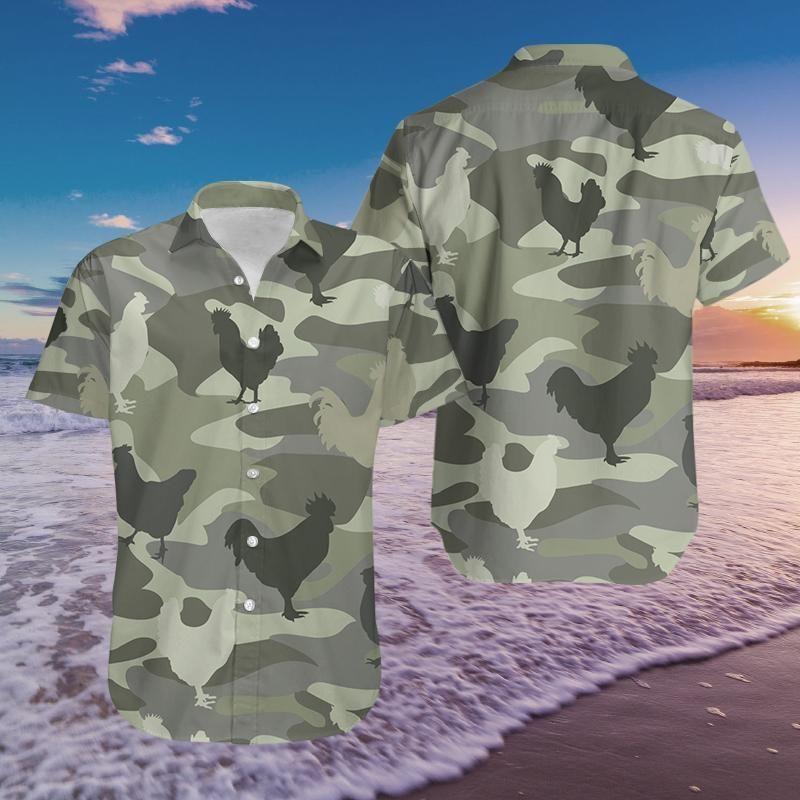 Beach Shirt Chicken Camo Hawaiian Aloha Shirts