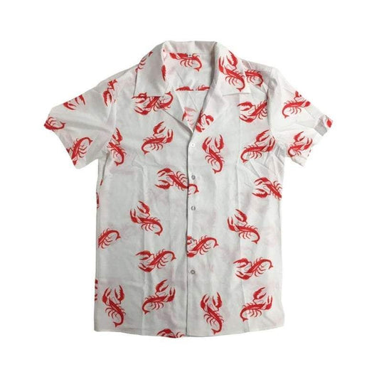 Beach Shirt Get Here Lobster Costume Button Down Up Cosmo T-Shirt 90S Halloween Hawaiian Aloha Shirts