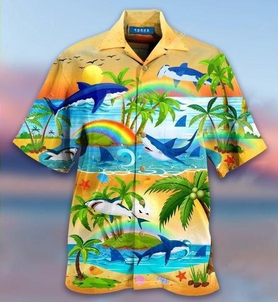 Beach Shirt Buy Hawaiian Aloha Shirts Rainbow And Sharks