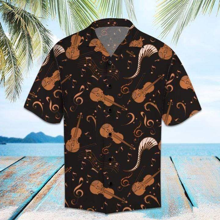 Beach Shirt Get Here Music Loe Pattern Amazing iolin Hawaiian Aloha Shirts 