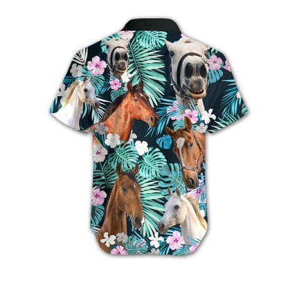 Beach Shirt Hawaiian Aloha Shirts Horse Tropical